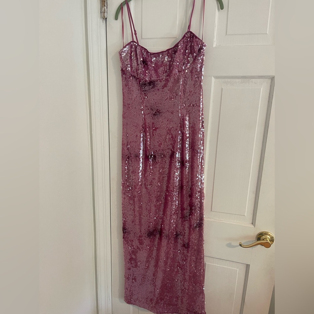 Bardot Pink Spaghetti Strap Slip Dress for Prom